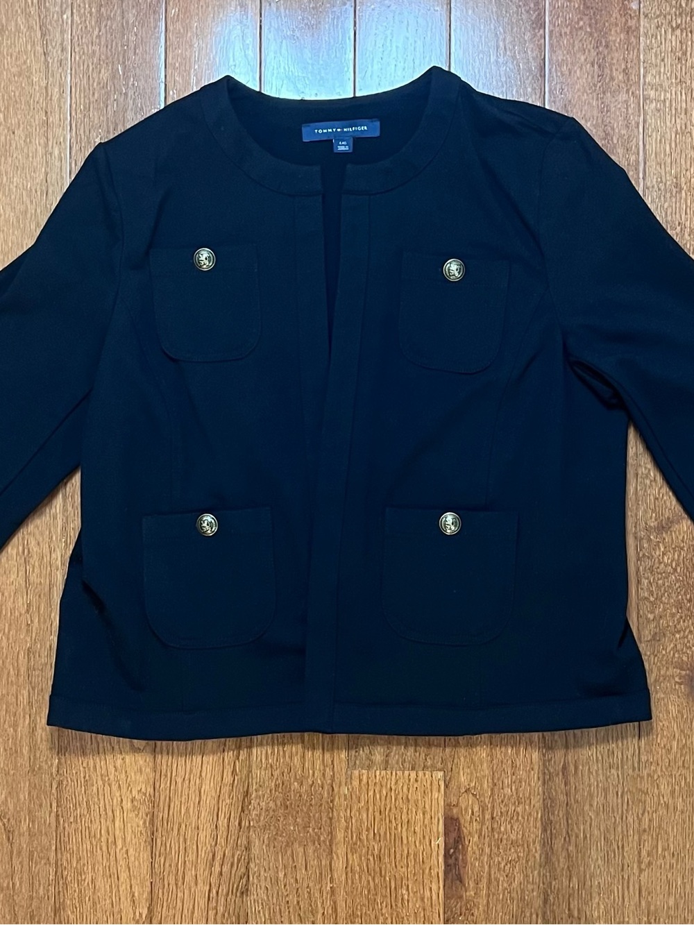 Tommy Hilfiger Four Pocket Black Military Jacket with Gold Buttons